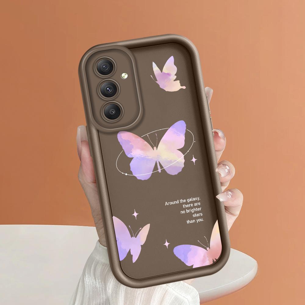 

Мягкий силиконовый квадратный чехол с рисунком лестницы для телефона, полное покрытие, противоударный защитный резиновый чехол для камеры для Samsung Samsung F42 5G коричневый