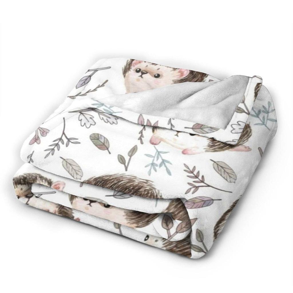 Couverture Hérisson, Couverture Plaid en Flanelle Douce avec Hérisson Super Mignon Cadeaux pour Fille Femmes Amateurs d'Hérissons Couverture pour Canapé Lit
