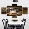 Canvas Paintings Home Decor 5 Pieces Coffee Cup Pictures HD Prints Coffee Beans Poster Modular Kitchen Cafe Wall Art