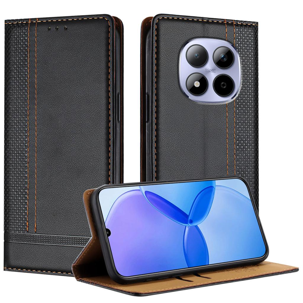Pro Xiaomi Redmi Note 15 Pro 5G (Globální) Pouzdro ve tvaru L s mřížkovaným vzorem, kožené, s podpěrou a přihrádkami na karty