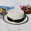 Car And Horse Lady Summer Visor Straw Top Hat Outing White Flat Top Hat Casual Millinery