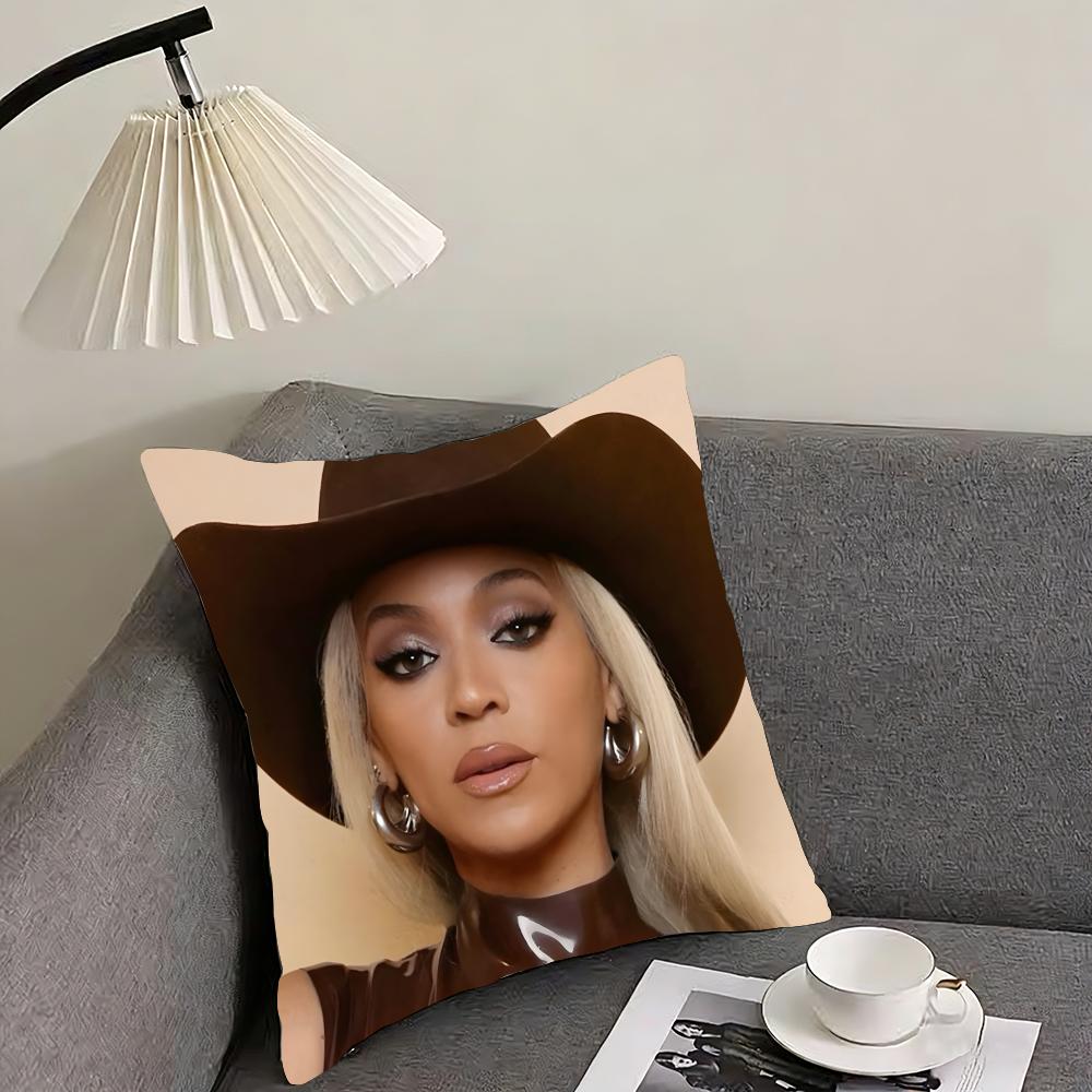 Singer B-Beyonce Cushion Cover Reversible Plush Pillow Cover – For Car, Sofa, Bedroom, Perfect As a Gift.