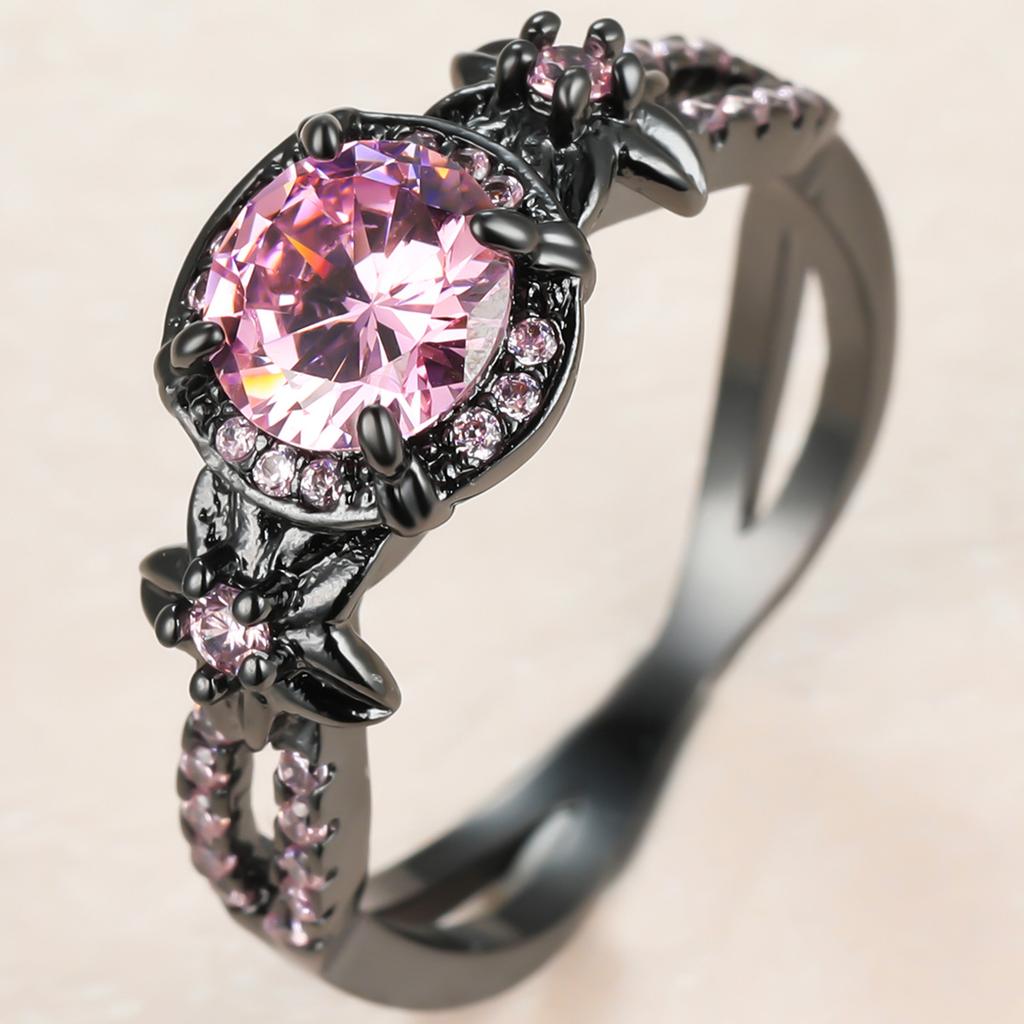 Dark Black Gold Set with Diamonds Full Set with Diamond Rings Ring Set with Rings