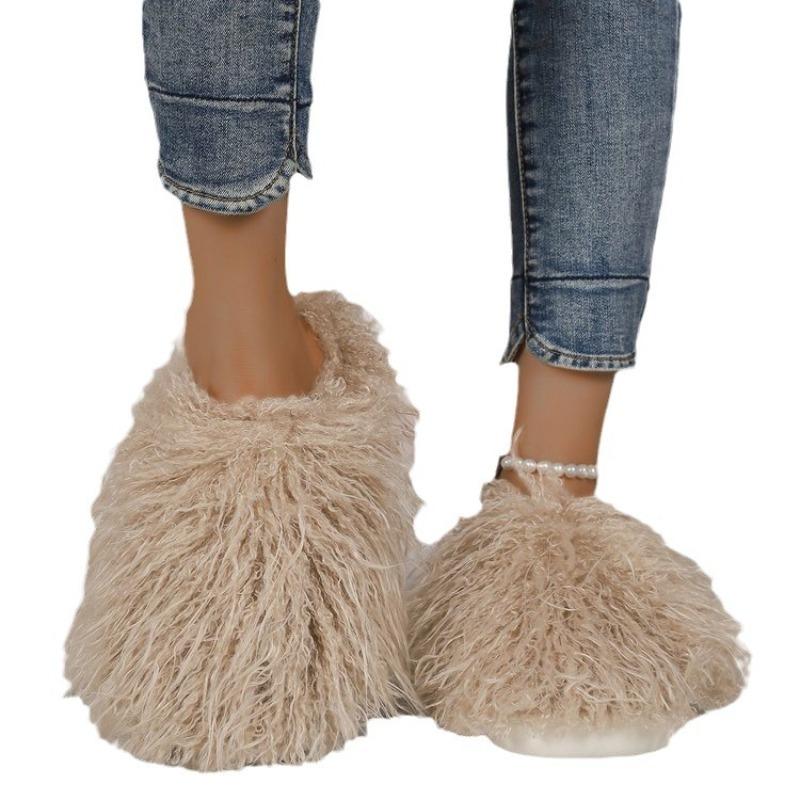 New Mao Mao Mop Large Size Indoor Casual Slippers Autumn and Winter Warm Women's Hair Slippers