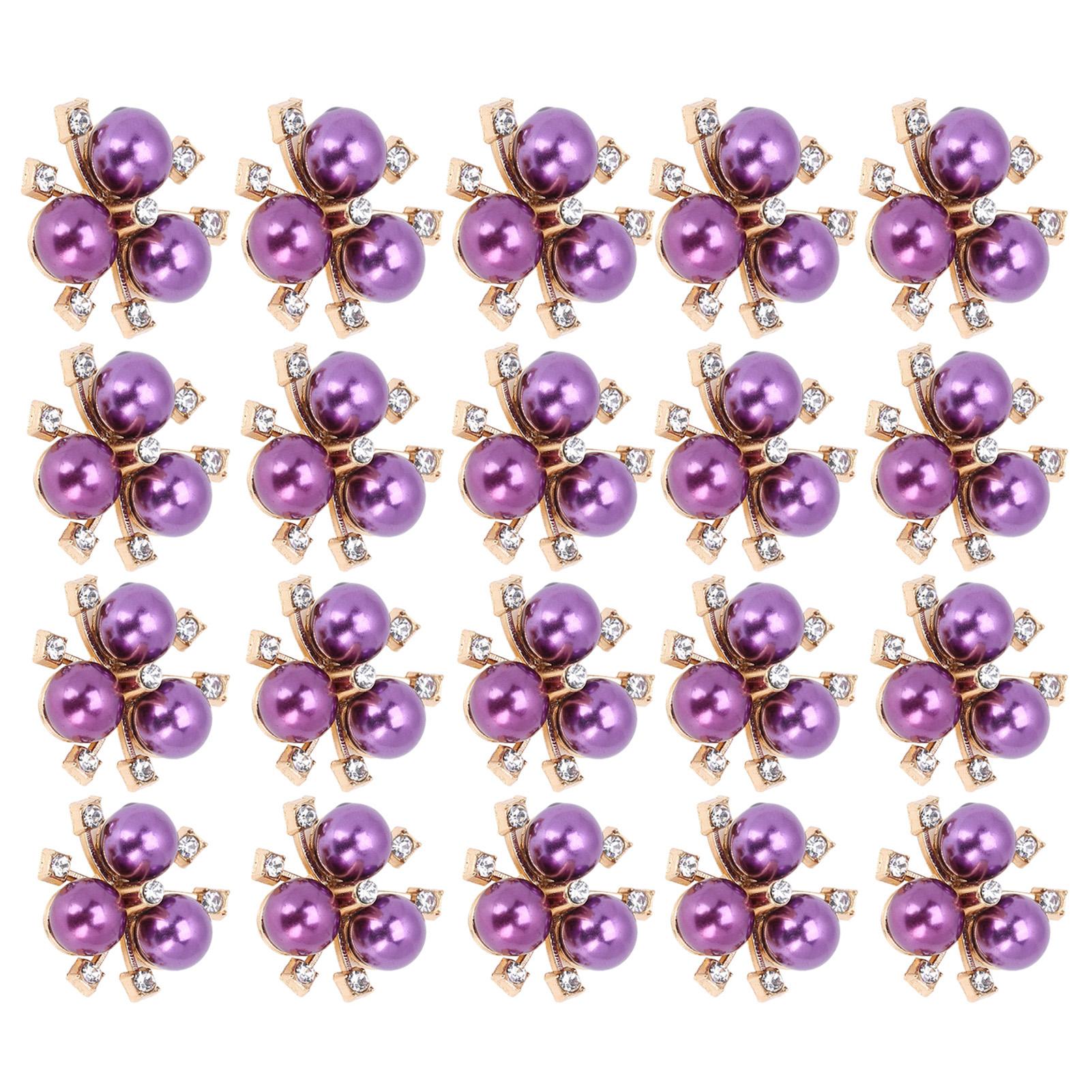 

20 шт. Жемчужные цветы Стразы Сделай сам Одежда Манжета Брошь Модные ювелирные аксессуары Фиолетовый фиолетовый