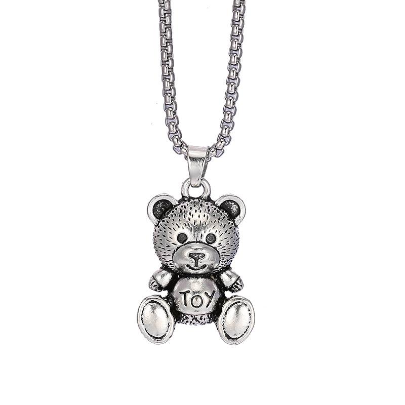 Bear Titanium Steel Necklace - Haha Rabbit Pendant - Versatile and Unique Women's Hoodie Sweater Chain Accessories