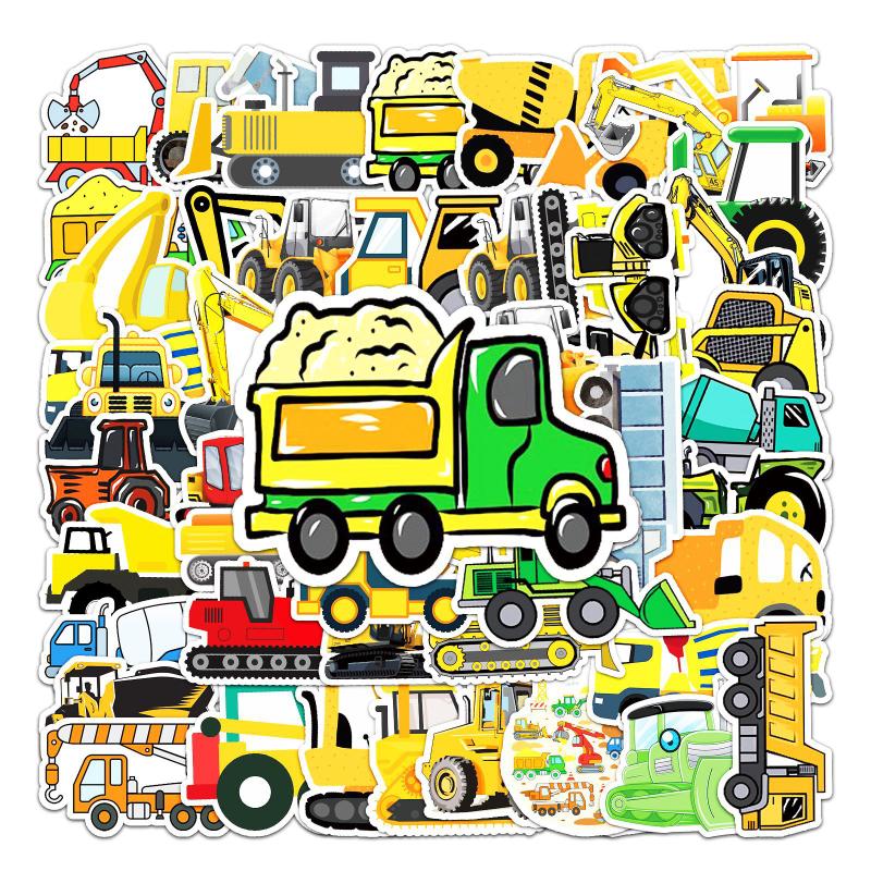 10/25/50pcs Engineering Car Stickers Cartoon for Teaching Learning DIY Gift Wall Decals Luggage Scrapbook Phone Fridge Laptop