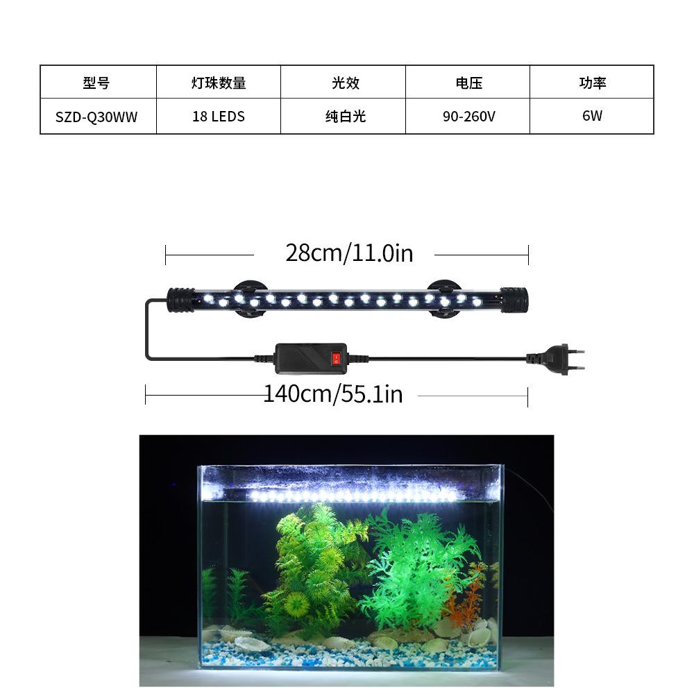 Aquarium Light LED Plant Grow Lamp Waterproof Fish Tank Light 18-58CM Underwater Aquariums Decor Lighting 90-260V 5730chip