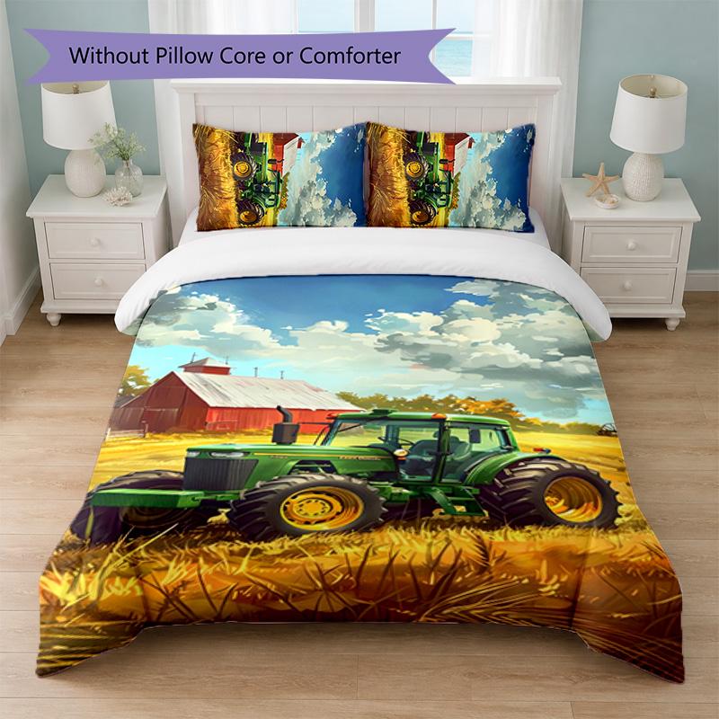 John Deere Print 3Pcs Duvet Cover Set 1 Duvet Cover and 2 Pillowcases Soft Bed Linen For Household Bedroom