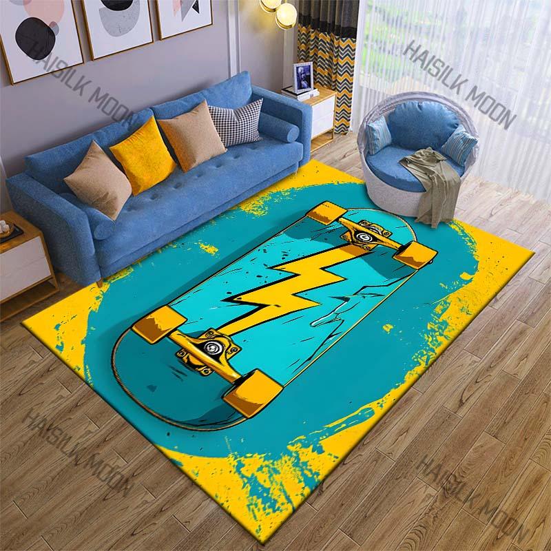 

Creativity Colorful Skateboard Print Carpet for Living Room Bedroom Sofa Decor Home Area Rug Non-slip Mat Game Room Rugs 60*90cm