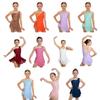 Kinderen Meisjes Dans Gymnastiek Kunstschaats Jurk Mouwloos Patchwork Strass Gerimpeld Mesh Zijsplit met Ingebouwd Slipje Wedstrijd Optreden