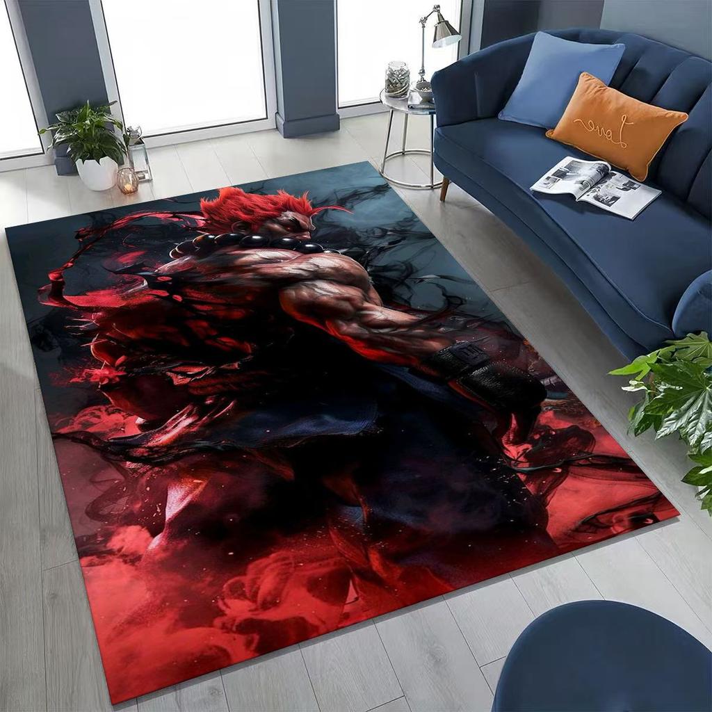 Retro Street Fighter 6 Characters Game Chun-Li Cartoon Rug for Bedroom Living Room Sofa Home Doormat Decor,Non-slip Floor Mat