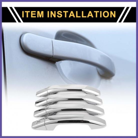 4 pcs Exterior Door Handle Cover for GMC Yukon without Keypad Chrome Silver Tone