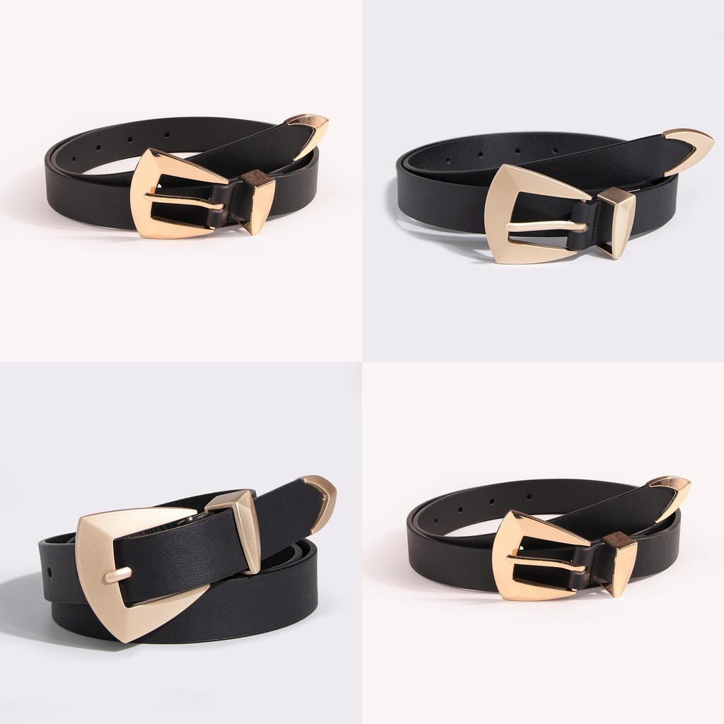 Geometric Pu Leather Belt For Women With Alloy Buckle Fashion Waist Accessory For Spring