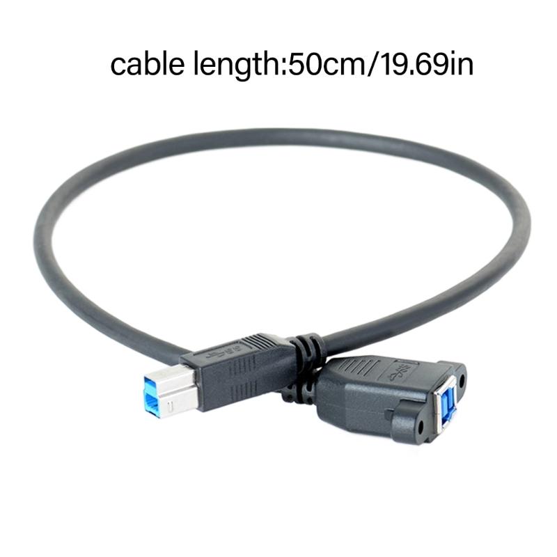 USB 3.0 B Male To Female Printer Cable Screw Panel Mount 5Gbps Transfer Rate 50cm 20inch For Hard Drives Keyboards