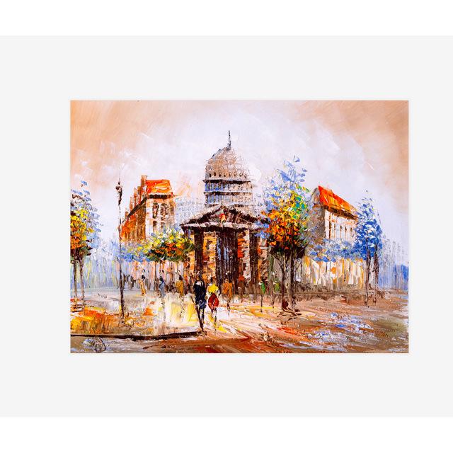 Landschaft Bunte Bäume Mittelmeer Kleine Stadt Dekorative Malerei Leinwand Malerei Öl Wand Bilder für Wohnzimmer Kunst