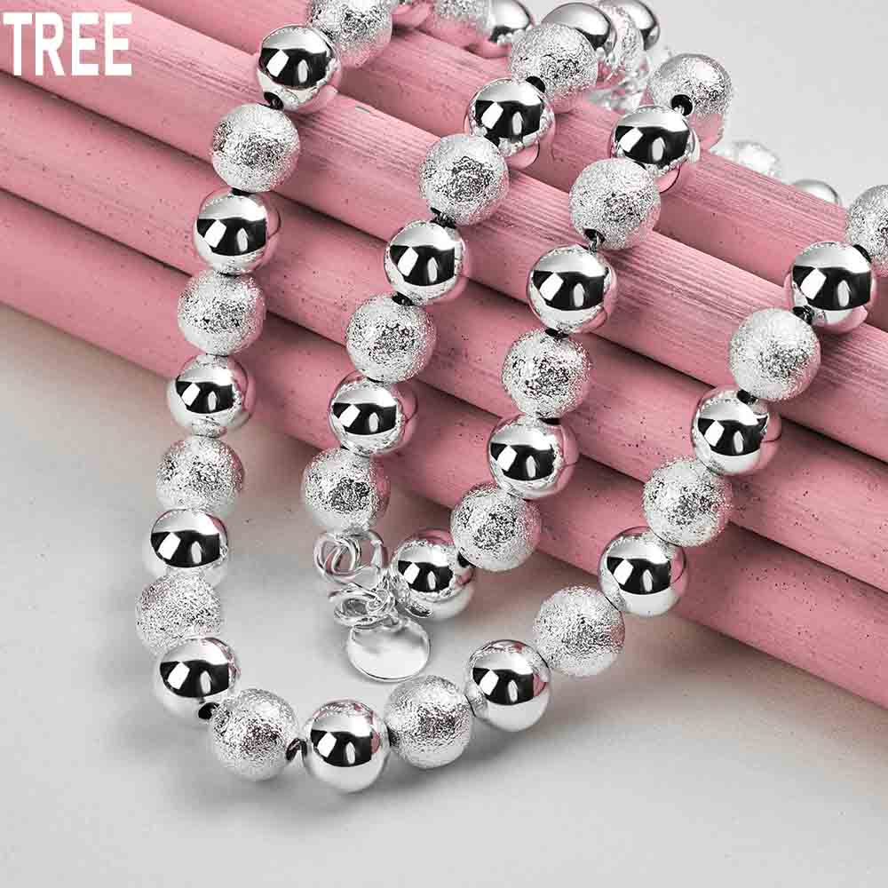 8mm 92 Sterling Silver Bead Necklace, Fashionable Wedding Jewelry
