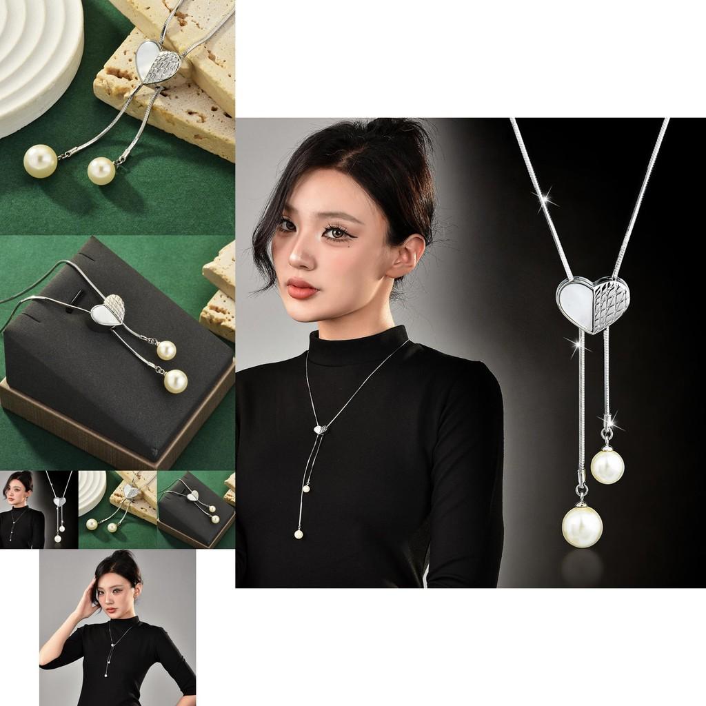 Unique Magnetic Heart Shaped Necklace With Elegant Pearl Drop For Fashionable Women