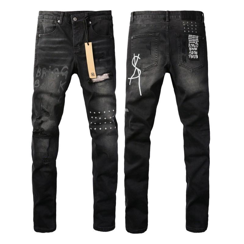 Mens Distressed Straight Fit Denim Jeans