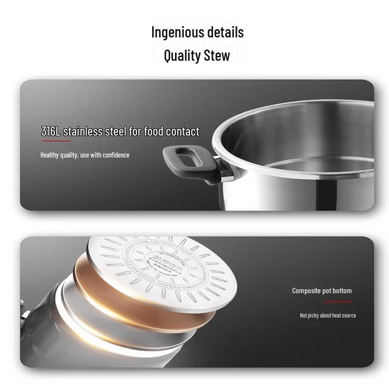 SUPOR Easy Open 6L 316L Stainless Steel Pressure Cooker