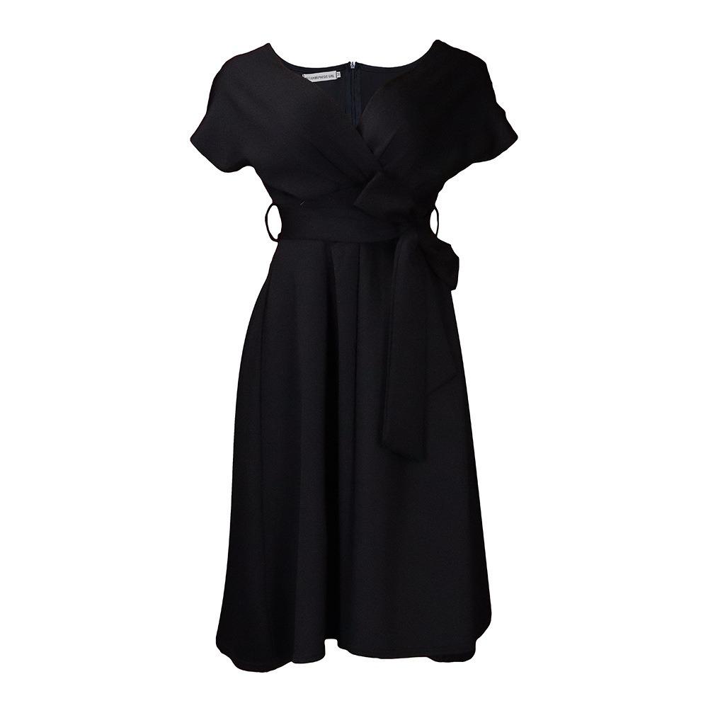 Women's V Neck Short Sleeve Off Shoulder Midi Dress A Line High Waist Elegant Solid Color Cocktail Party Dress Formal Evening Dress