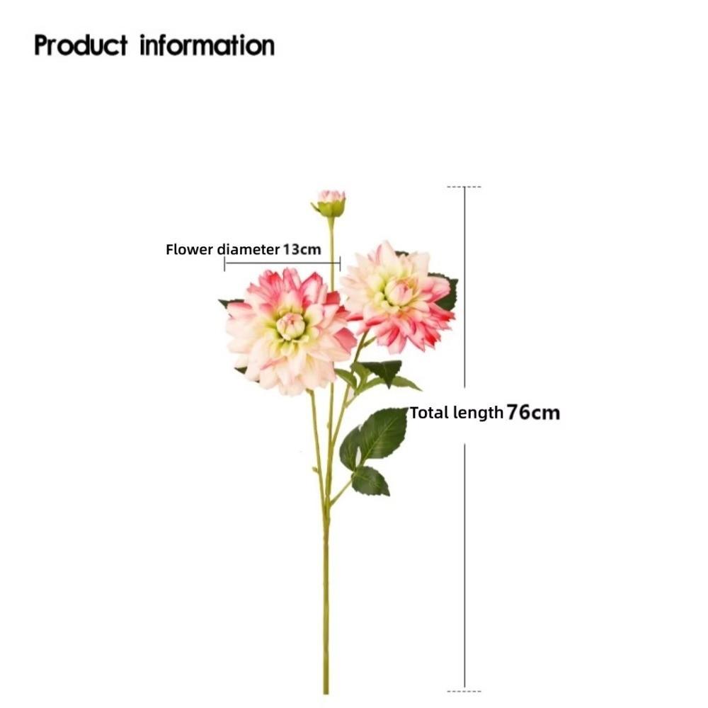 New 76cm Length Artificial Dahlia Flower Long Branch Floral Arrangement Faux Flower Realistic 3 Heads Silk Flower Home Decor