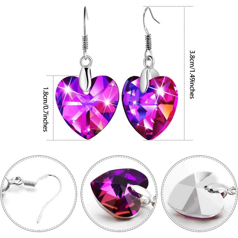 5Pairs Heart Drop Dangle Earrings for Women Multicolor Crystal Teardrop Dangle Halloween Drop Earring Crystal Jewelry