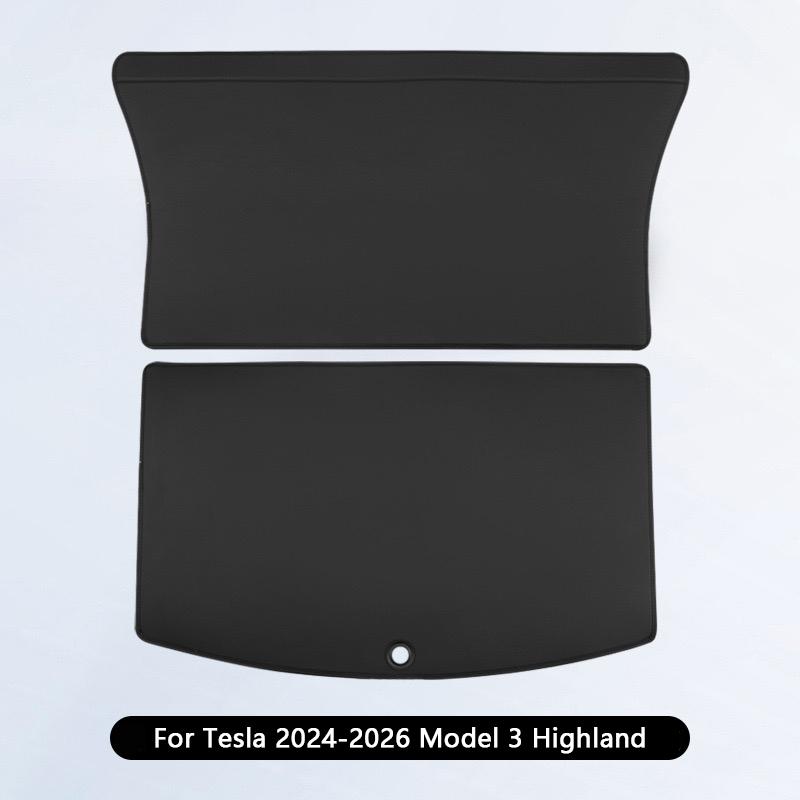 Leather Trunk Mats For Tesla Model Y Model 3 Highland Rear Trunk Protector Pad All Weather Split Dog Liner Pet Mat Anti-kick Pad