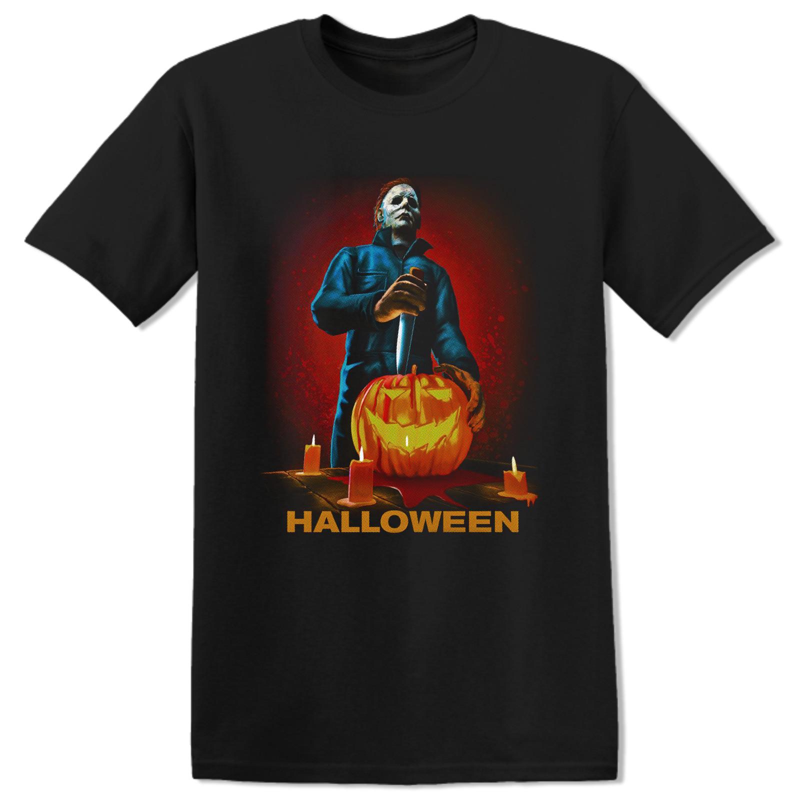 

Michael Myers Halloween Jack-O -Lantern T-Shirt Mens Womens Tees Top | Pixelated Design L