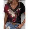 Women's T-shirt Fashion Casual Versatile Vacation Style Summer T Shirt 3D Butterfly  Print V-neck Short Sleeved Top