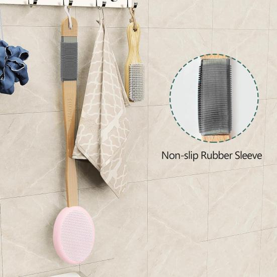 Back Lotion Applicator with Replaceable Cotton Pads Even Coverage Sunscreen Cream Applicator with Curved Handle Back Feet Cleaning Bath Scrubber