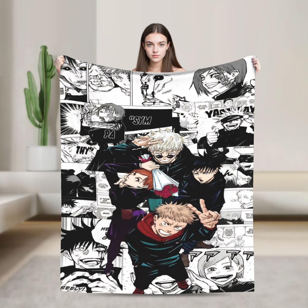 Gojo Satoru Flannel Blankets Winter  Warm Soft Throw Blanket for Kids Adult Couch Bed Funny Bedspread Sofa Bed Cover