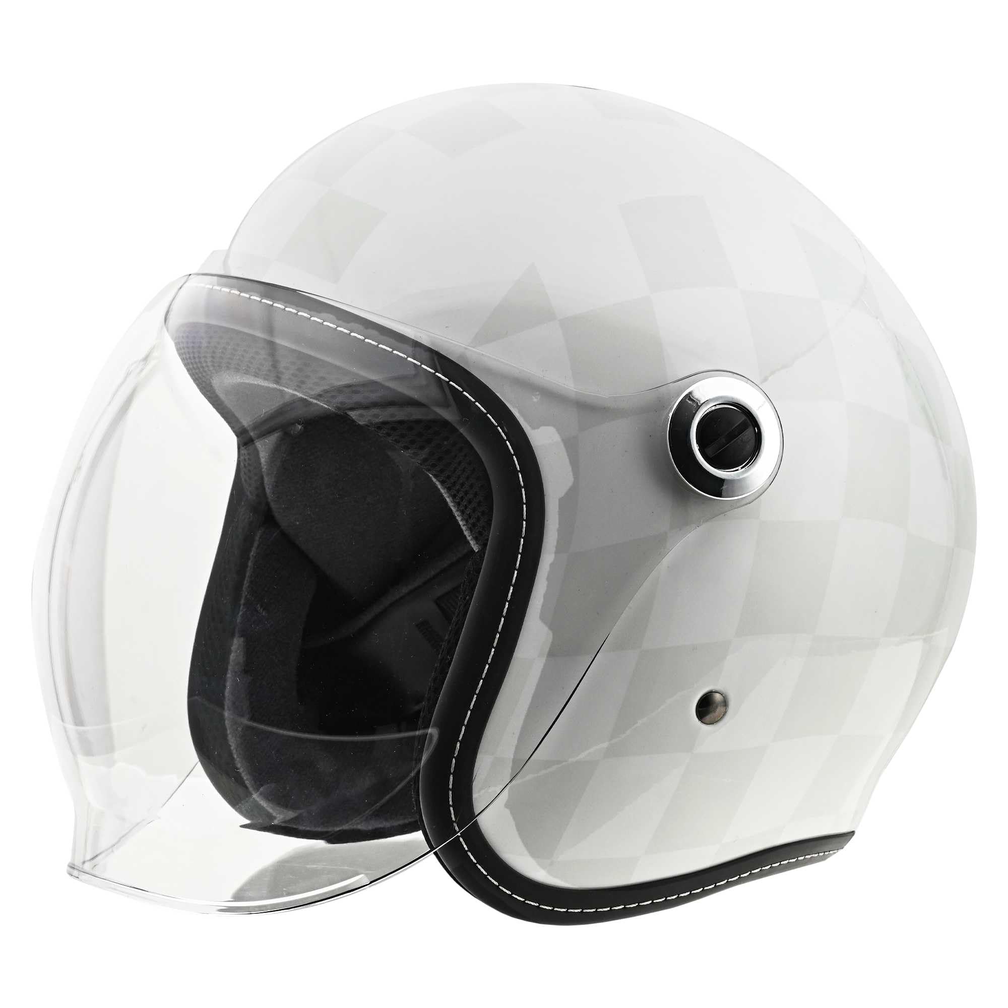

RIDEZ ZZ Motorcycle Jet Helmet with UV Buckle Suitable for and 125cc Large Sizes Available Shield, Closure, Lightweight, Commuting, Touring, Scooters, білий