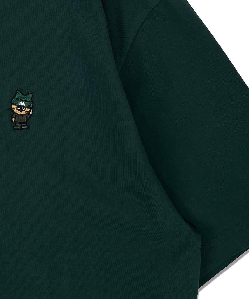 DISTN9NE Basic Small Embroidered Short Sleeve T-Shirt Lq7Tu437_Dark Green