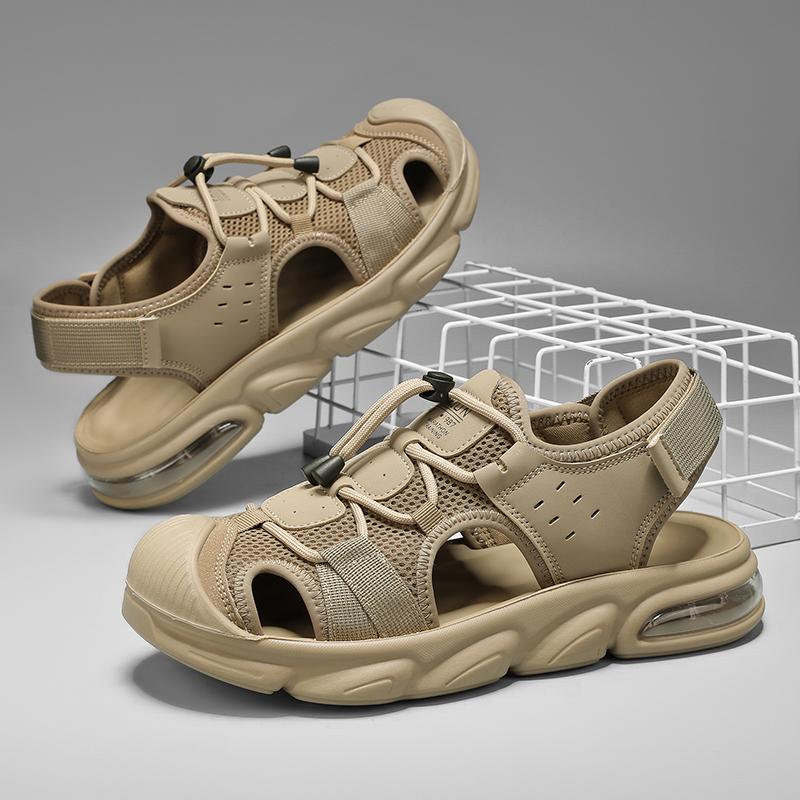 Fashion Summer New Arrival Leather Outdoor Men's Sandals Breathable Slip-On Beach Shoes Fashionable Versatile Water-Resistant Footwear