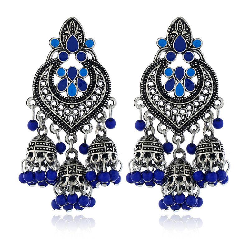 Retro Indian Bollywood Kundan Jhumka Jhumki Drop Earrings Gypsy Fashion Jewelry