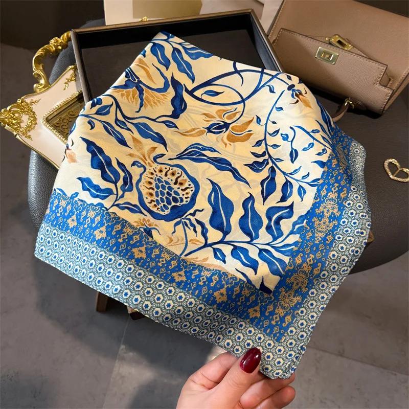 Neuer Satin-Haarschal Damen Taschentuchdruck Weibliches Kopfband Kleiner Halswärmer Hijab Dame Mädchen 70*70cm Quadratische Schals