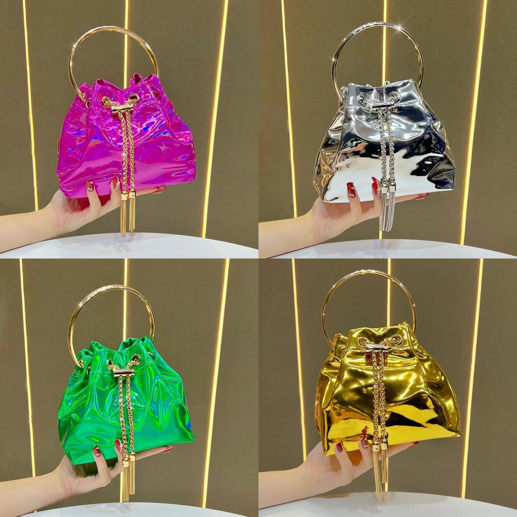 Pvc Water Bucket Bag With Chain For Daily Use And Evening Events