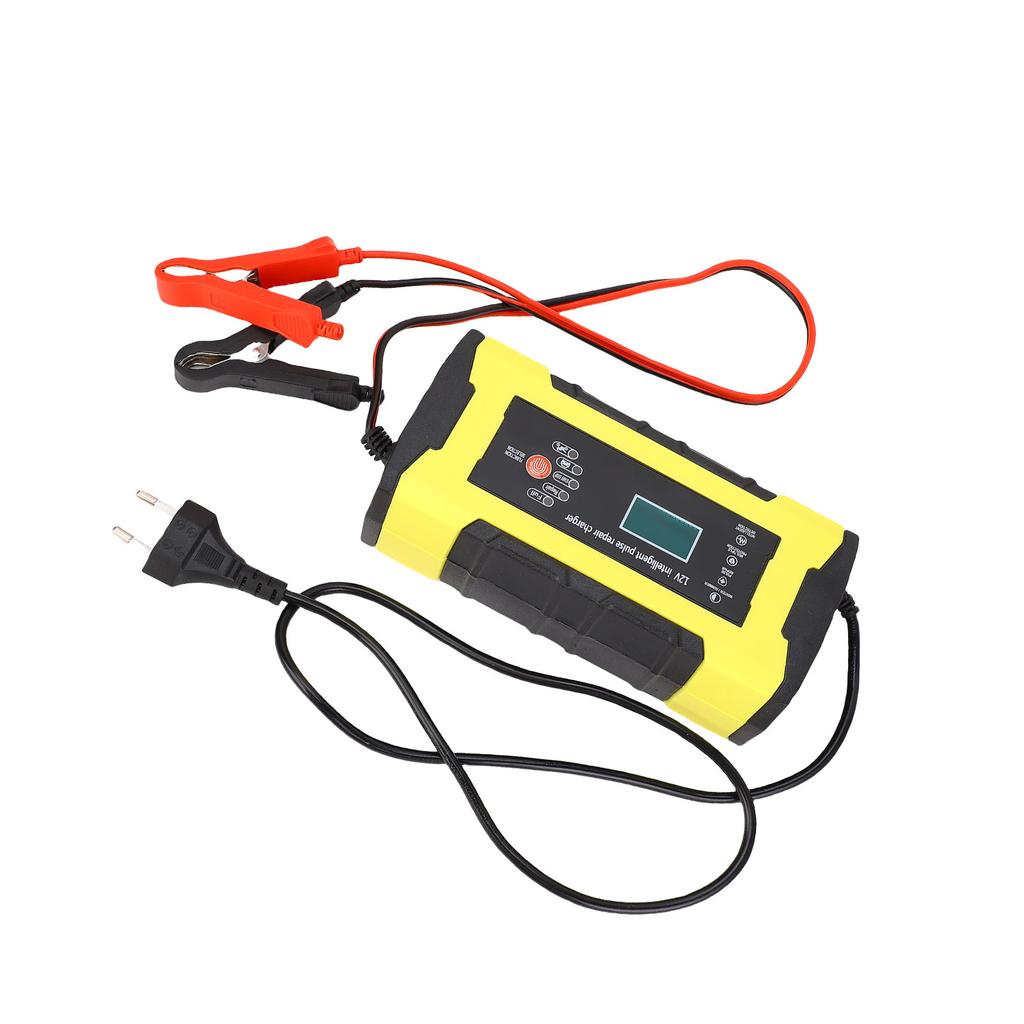 Smart Car Battery Charger 12V 24V 10A LCD Display Fully Automatic Automotive Battery Maintainer for Vehicle Motorcycle Battery EU Plug