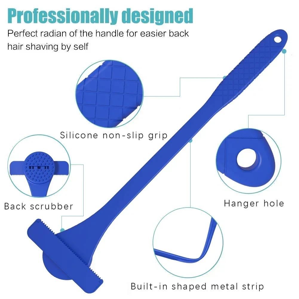 Man Shaving Knife Back Razor Shaver Groomer Full Body Hair Removal Trimmer Waterproof Rustproof Long Handle Back Leg Epilator