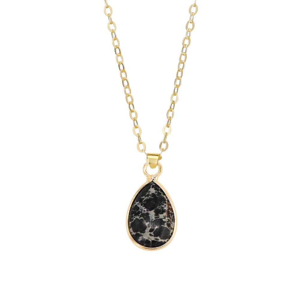 High quality natural stone emperor stone water drop pendant Seiko couple necklace niche Ins jewelry