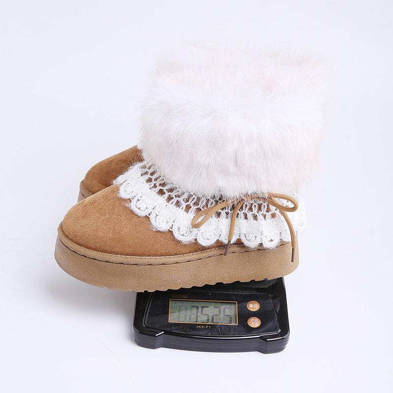 Retro thick-soled piled thickened snow boots women's shoes warm winter fluffy Birkenstock cotton shoes