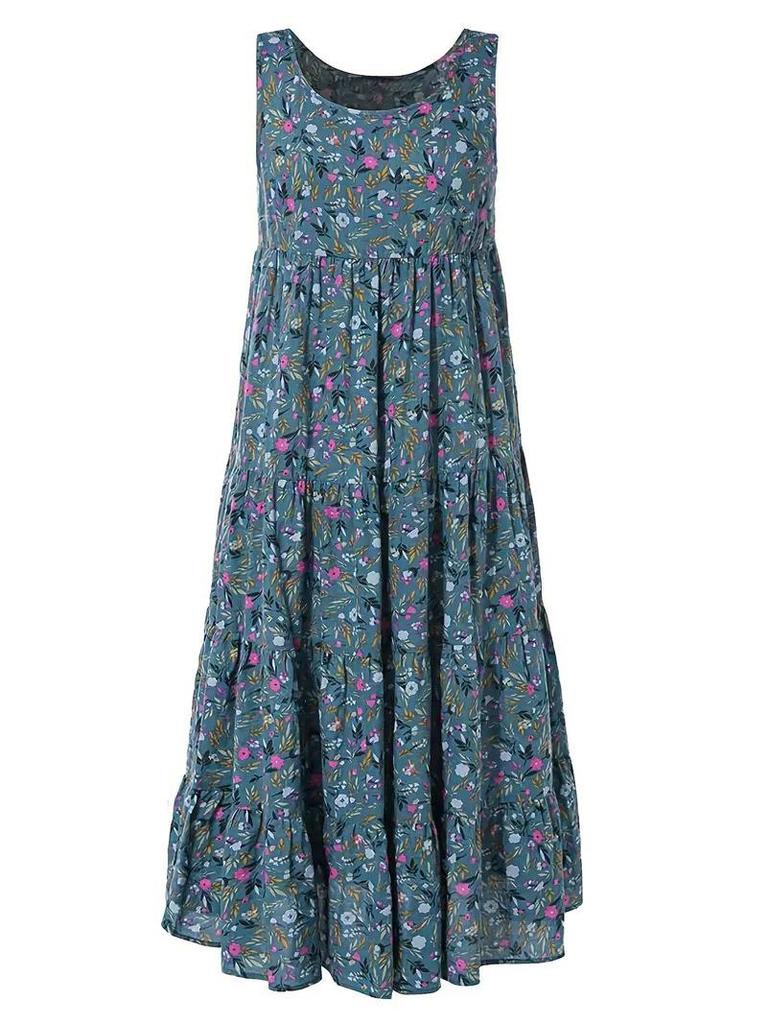 2024 Europäisches & Amerikanisches Damen-Blumen-Spaghetti-Träger-Ärmelloses Kleid