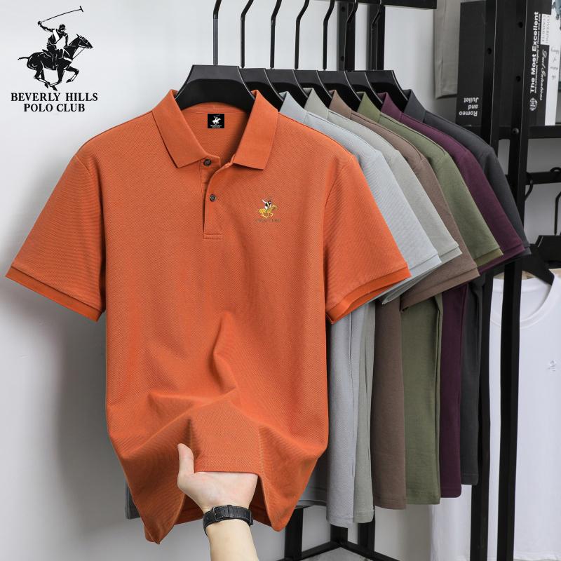 POLO CLUB Summer Men's New Pony Embroidered Solid Color Mercerized Cotton Loose Moisture Wicking and Quick Drying Casual Polo Shirt