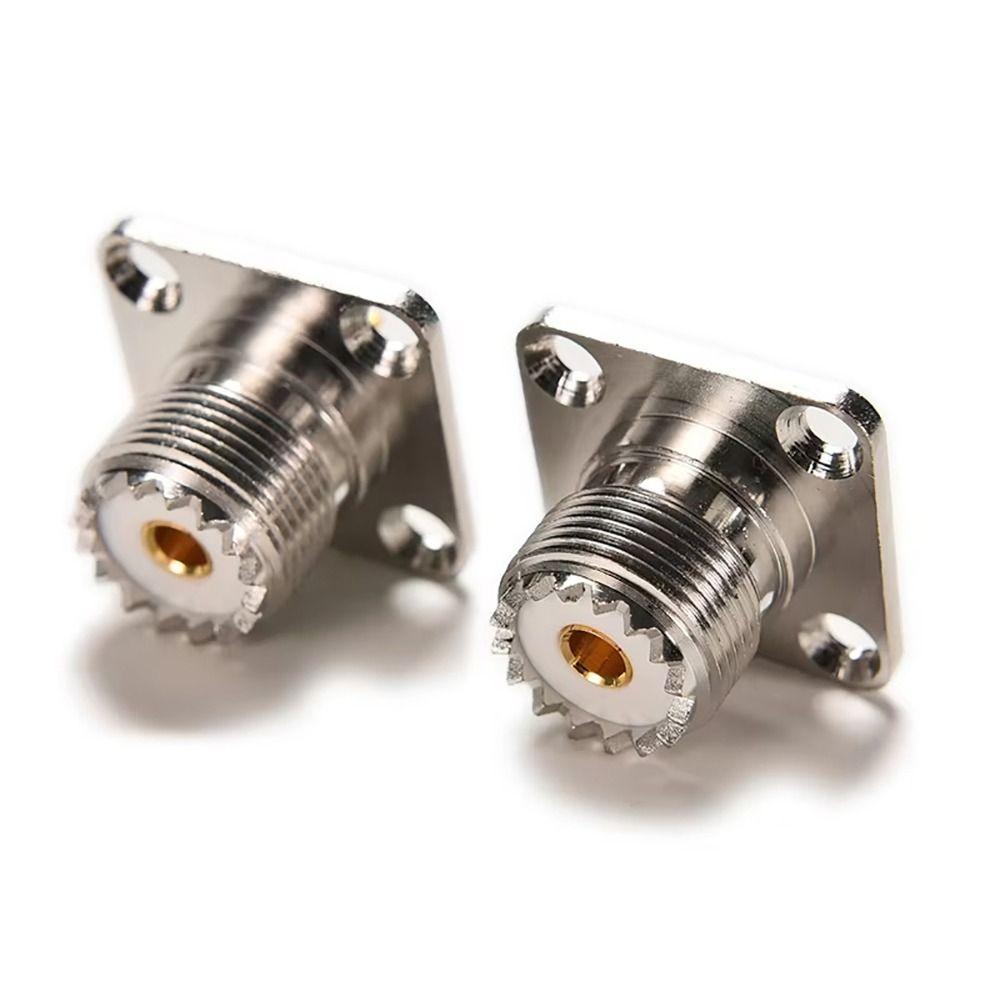 2Pcs SO239 Chassis Mount Connector PL259 Solder Cup 25x25mm Flange Panel Coaxial Connector 4 Holes UHF Female RF Coax Adapter
