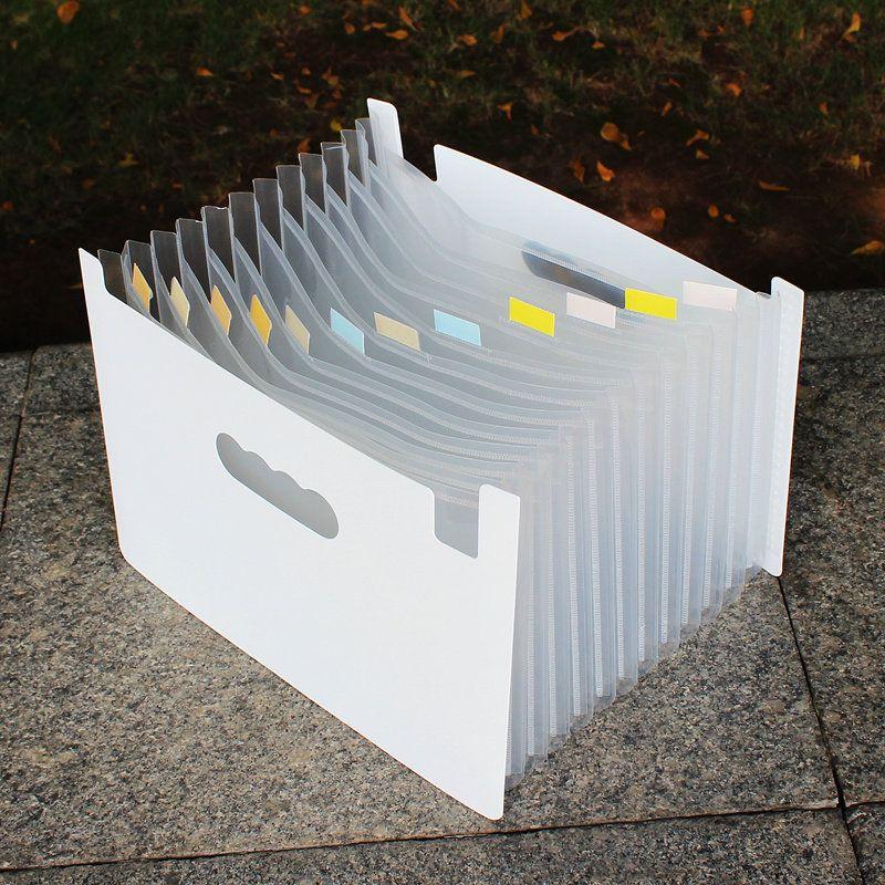 Retractable File Holder Vertical Satchel Folder A4 Paper Test Paper Classification Multi-Layered Material Desktop Storage Storage Clip