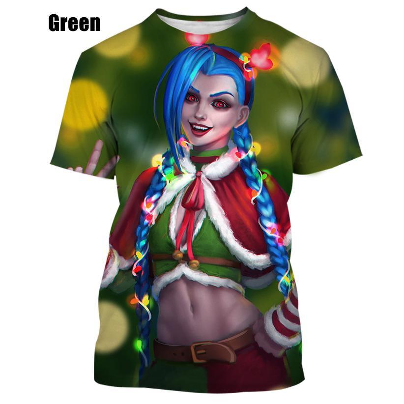 

Модная мужская и женская повседневная футболка Game LOL Jinx, футболка с 3D принтом, повседневная футболка с круглым вырезом и короткими рукавами 2XL