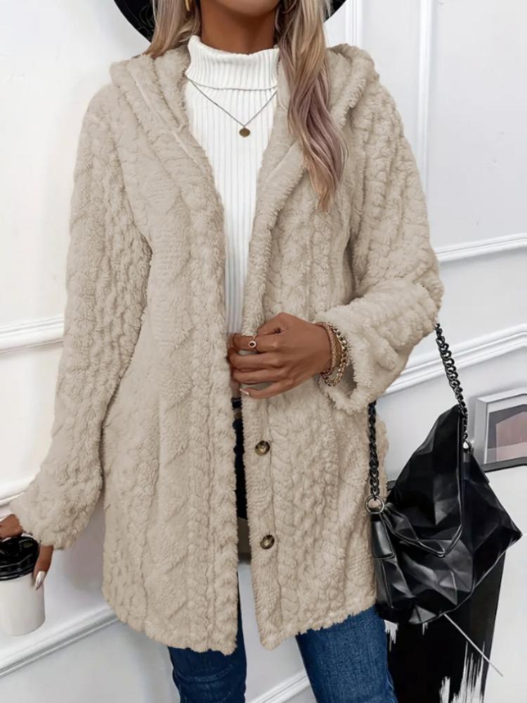 Winter Fashion Warm Long Sleeve Cardigan Hooded Women Coat 2025 New Casual Elegant Long Outwear