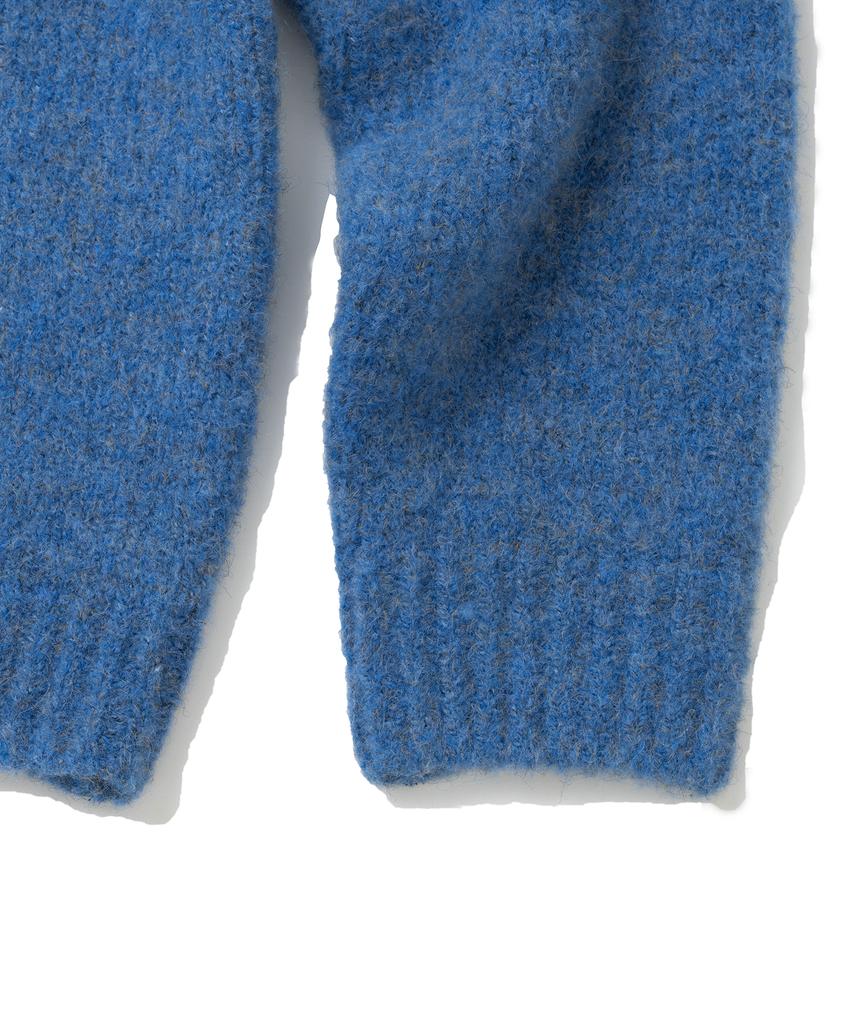 KNITTED (Unisex) Boucle Raglan Crop Round Knit Blue
