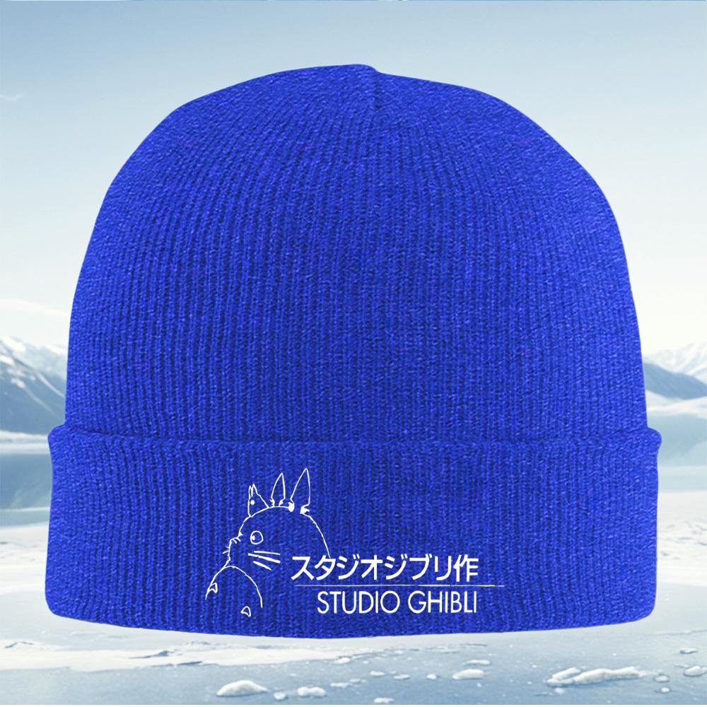 Totoro Studio Ghibli diseño logo negro Hombres Mujeres Unisex Gorro de Punto Gorro de Invierno Térmico Cálido Navidad Exterior Cy